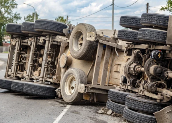 overturned semi truck after an 18 wheeler accident in texas