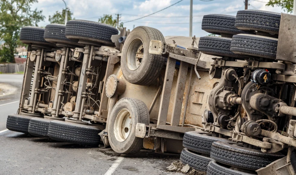 overturned semi truck after an 18 wheeler accident in texas
