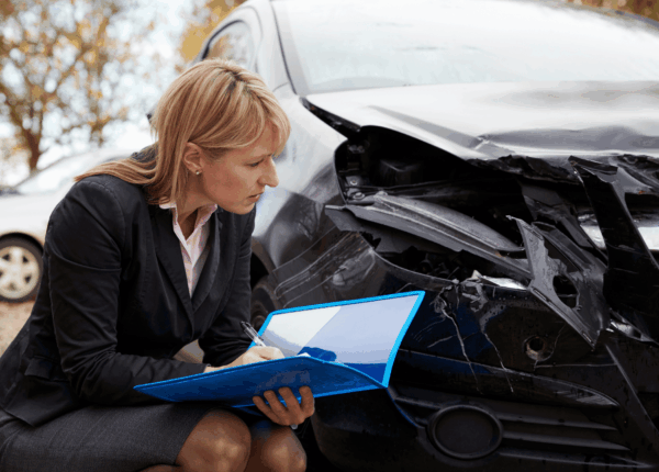 Insurance adjustor assessing a Progressive accident claim