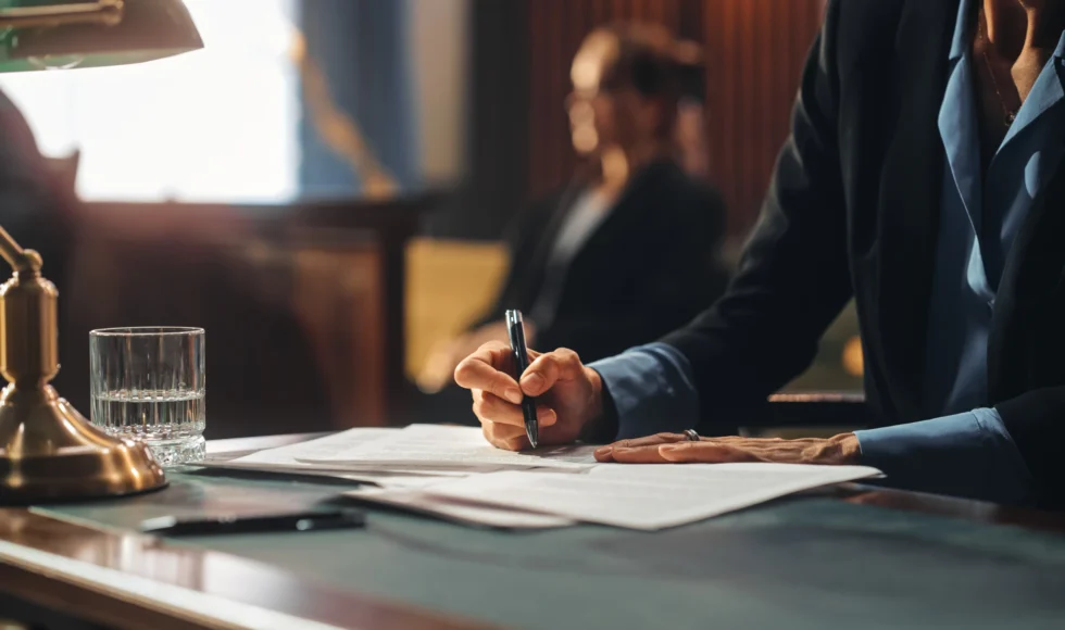 Lawyer doing paperwork
