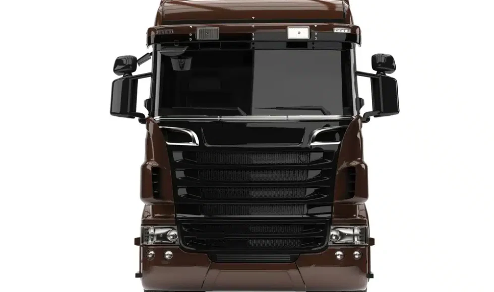 front view of a generic brown delivery truck
